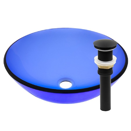 Novatto BLU Glass Vessel Bathroom Sink Set, Matte Black TIG-8025MB